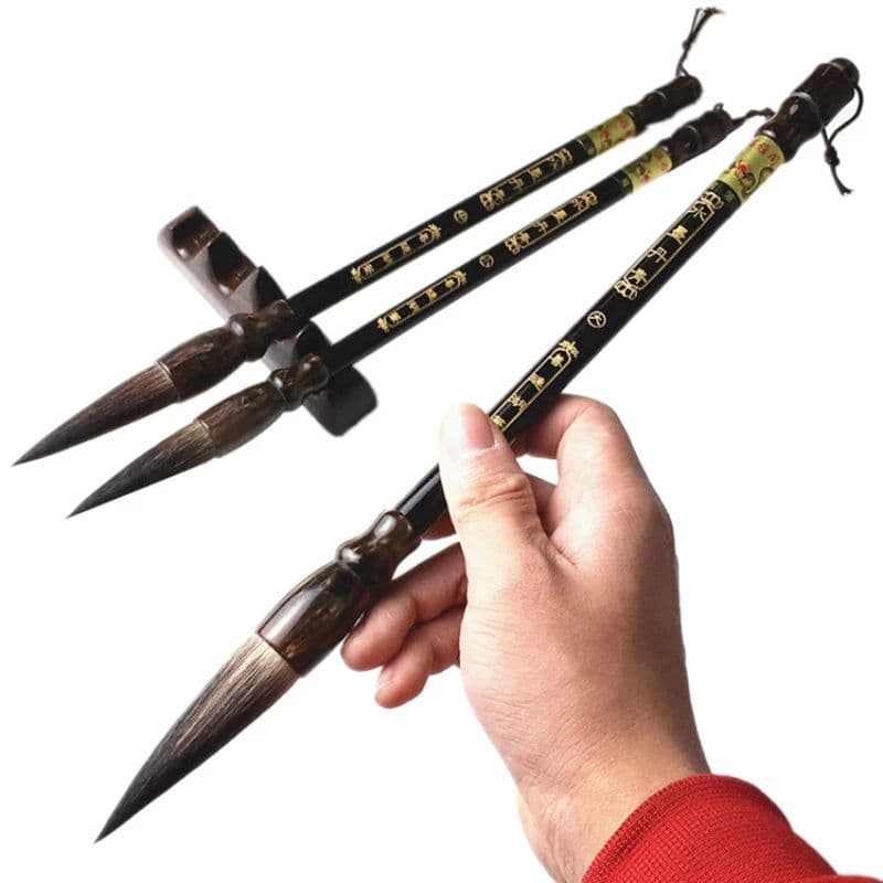 image-Bear Hair Calligraphy Brush Pen Regular Script Writing Brush Set Chinese Landscape Art Painting Ink Brush Tinta China Caligrafia