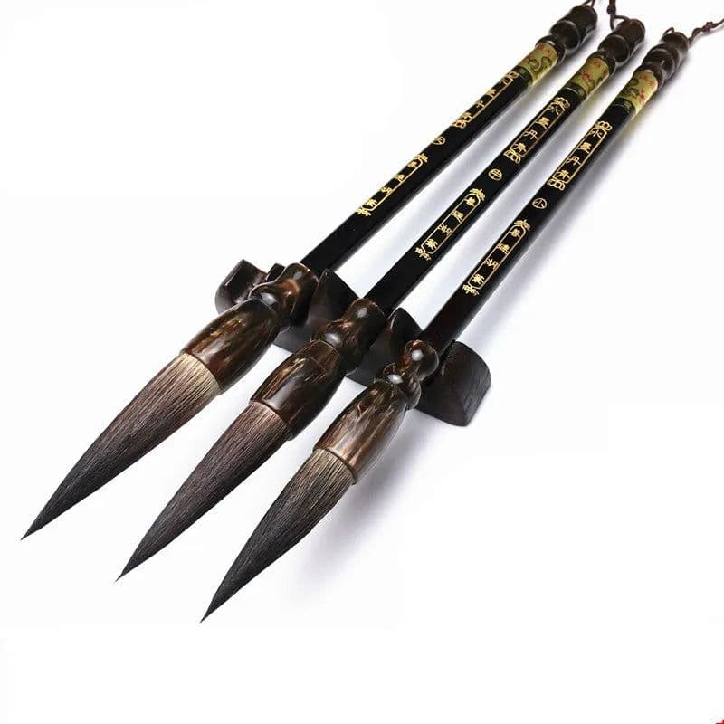 image-Bear Hair Calligraphy Brush Pen Regular Script Writing Brush Set Chinese Landscape Art Painting Ink Brush Tinta China Caligrafia