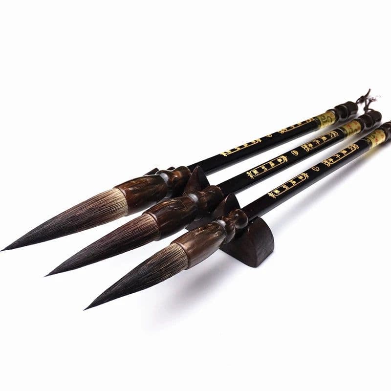 image-Bear Hair Calligraphy Brush Pen Regular Script Writing Brush Set Chinese Landscape Art Painting Ink Brush Tinta China Caligrafia