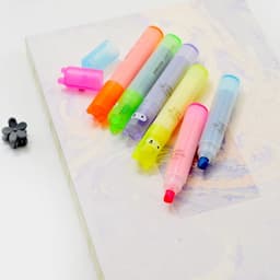 image-6PCS/Set Rabbit Mini Fluorescent Highlighter Pen Kawaii Chalk Marker Pens Stationery Material Escolar Papelaria School Supplie