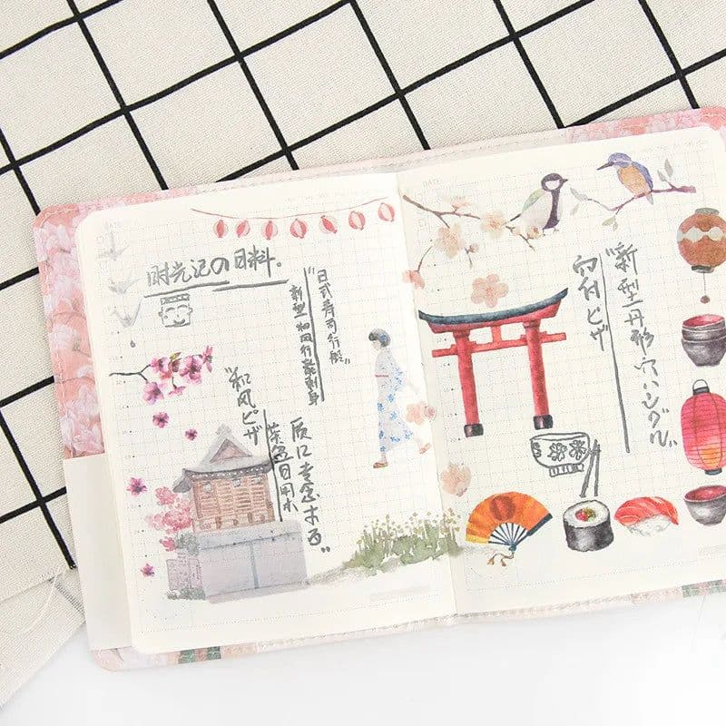 image-6Sheets/Pack Creative Japanese Cherry Blossom Decoration Scrapbooking Stickers Transparent PVC Stationery Diary Stickers
