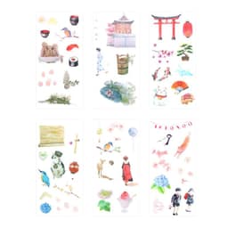 image-6Sheets/Pack Creative Japanese Cherry Blossom Decoration Scrapbooking Stickers Transparent PVC Stationery Diary Stickers