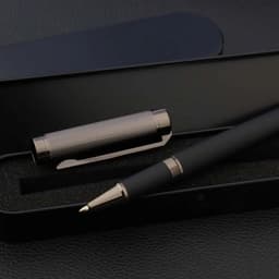 image-High quality brand black Metal wave carbon fiber Gun gray leather Rollerball Pen signature pen Stationery Office Supplies