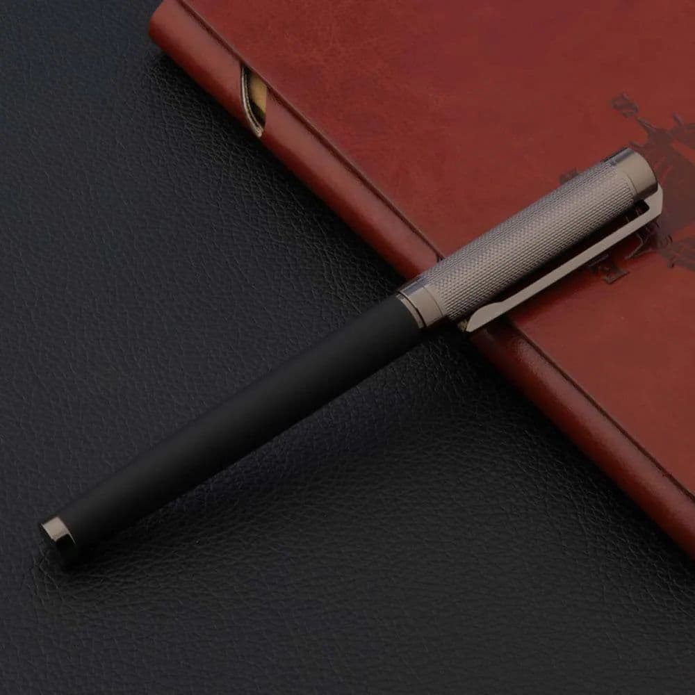 image-High quality brand black Metal wave carbon fiber Gun gray leather Rollerball Pen signature pen Stationery Office Supplies