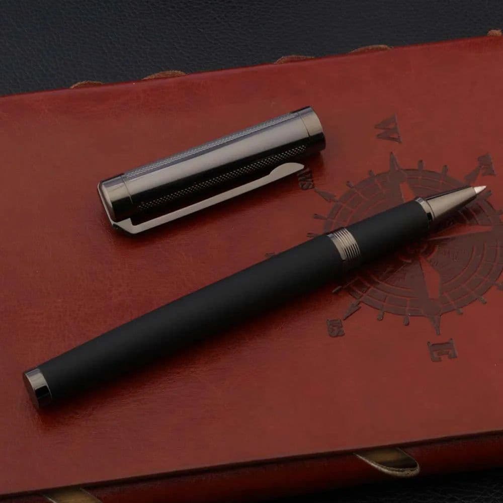 image-High quality brand black Metal wave carbon fiber Gun gray leather Rollerball Pen signature pen Stationery Office Supplies