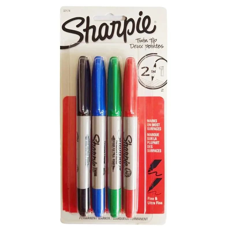 image-4colors/Lot Sharpie Permanent Marker Pen Twin Tip Fine Markers Quick Dry Ink Smooth Writing Cd Marker Pennarello