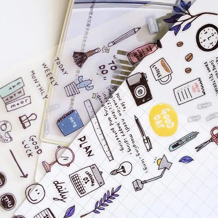 image-Korean Import Suatelier Everyday Diary Sticker Scrapbook Decoration PVC Stationery DIY Journal Stickers School Office Supply