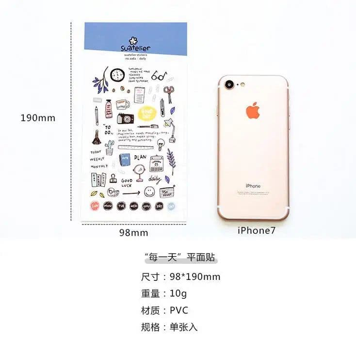 image-Korean Import Suatelier Everyday Diary Sticker Scrapbook Decoration PVC Stationery DIY Journal Stickers School Office Supply
