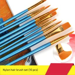 image-10 Pcs Artists Paint Brush Set Acrylic Watercolor Round Pointed Nylon Tip Hair Multifunction hook line short pointed Pen