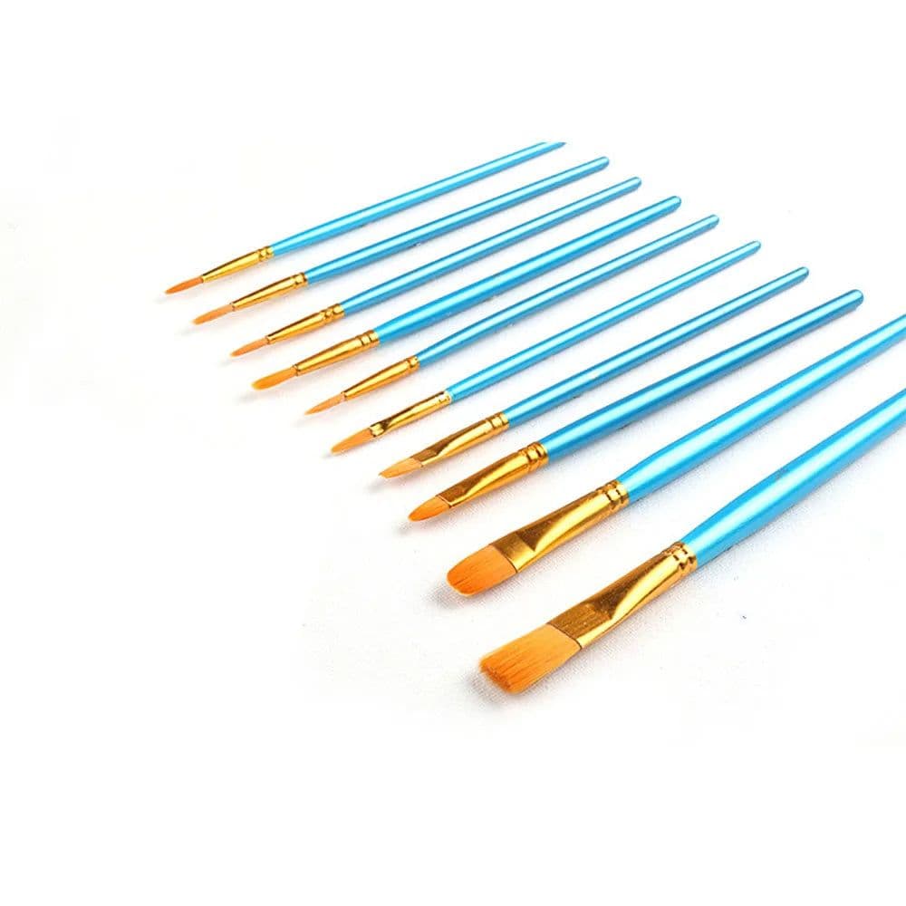 image-10 Pcs Artists Paint Brush Set Acrylic Watercolor Round Pointed Nylon Tip Hair Multifunction hook line short pointed Pen
