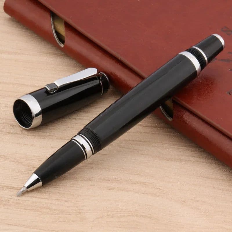 image-Black diamonds twisted black office writing silver Trim ROLLERball PEN Spin Metal Signature ink Pens Stationery Office