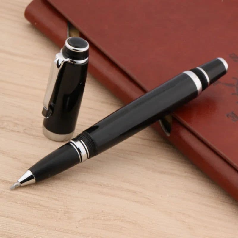 image-Black diamonds twisted black office writing silver Trim ROLLERball PEN Spin Metal Signature ink Pens Stationery Office