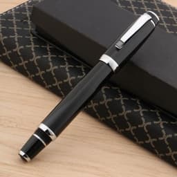 image-Black diamonds twisted black office writing silver Trim ROLLERball PEN Spin Metal Signature ink Pens Stationery Office
