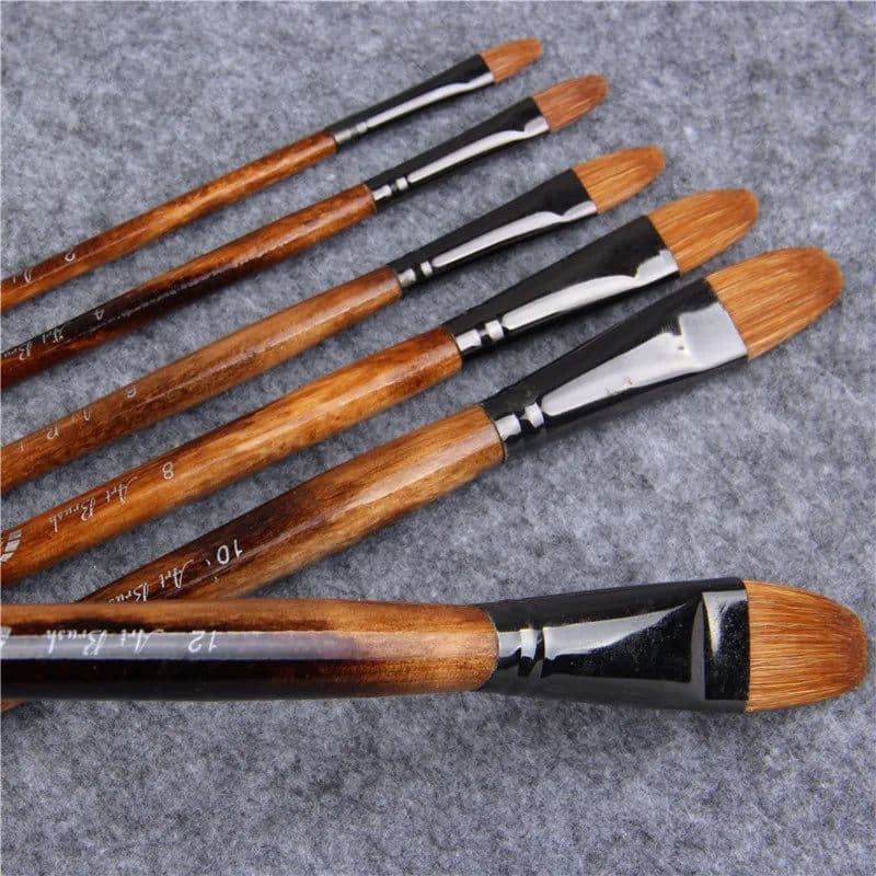 image-6pcs/Set Paintibrush Oil Paint weasel hair Water Color Paint Brush Acrylics Drawing Brush Art Supplies paint brushes for artist