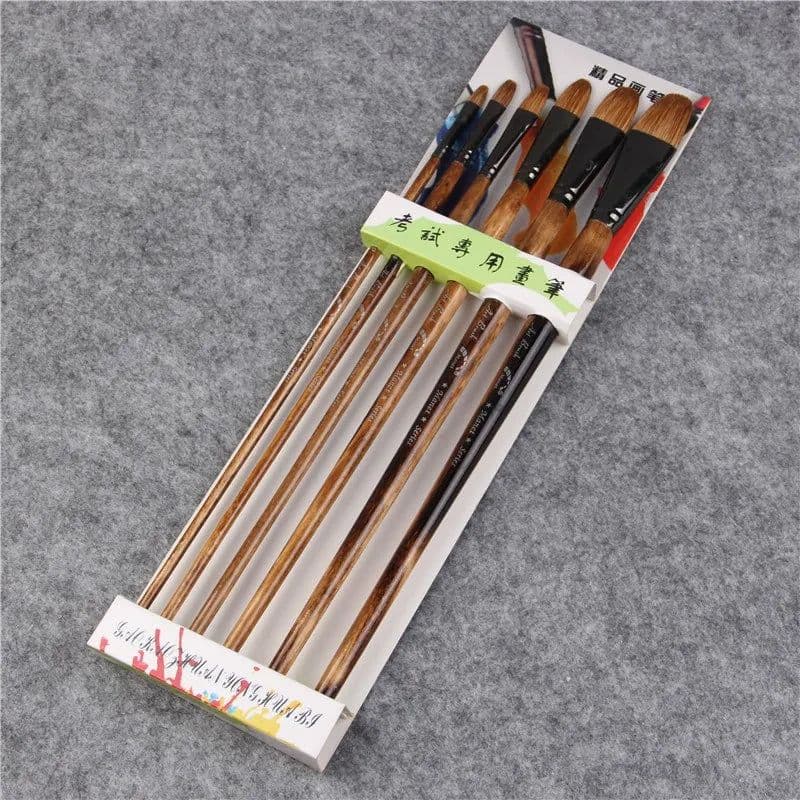 image-6pcs/Set Paintibrush Oil Paint weasel hair Water Color Paint Brush Acrylics Drawing Brush Art Supplies paint brushes for artist