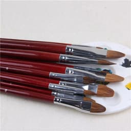 image-6pcs/Set High-grade Weasel Hair Oil Painting Brush Hazel Shap Row Pen Long Birch Rod Acrylic Drawing Art Supplies Artist Supply