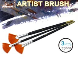 image-3Pcs/Set Kids Student fan shap Gouache Painting Pen Nylon Hair Wooden Handle Paint Brush set Drawing Art Supplies