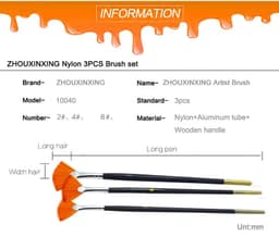 image-3Pcs/Set Kids Student fan shap Gouache Painting Pen Nylon Hair Wooden Handle Paint Brush set Drawing Art Supplies