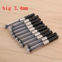 image-10pcs 3.4mm metal black silver big Fountain Pen Ink Refill Cartridges Stationery Office school supplies