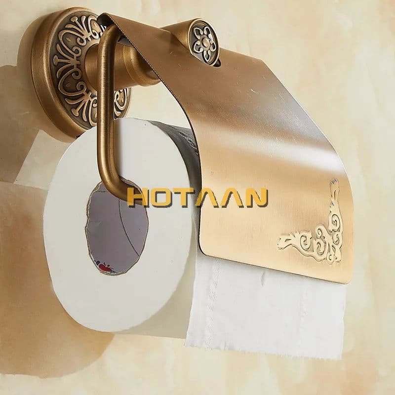 image-.,Solid AluminiumToilet Paper Holder Antique Brass Color Tissue Roll Paper Box Classic Bathroom Accessories YT-14292