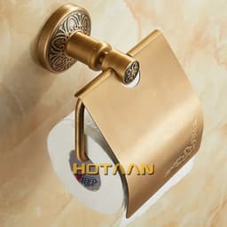 image-.,Solid AluminiumToilet Paper Holder Antique Brass Color Tissue Roll Paper Box Classic Bathroom Accessories YT-14292