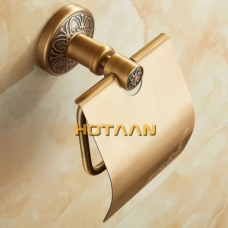 image-.,Solid AluminiumToilet Paper Holder Antique Brass Color Tissue Roll Paper Box Classic Bathroom Accessories YT-14292