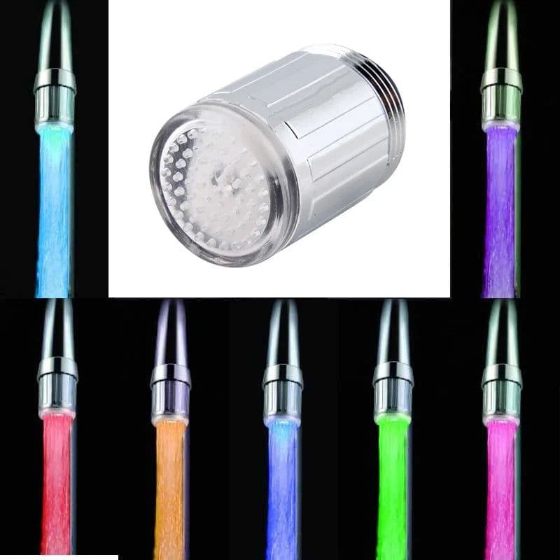 image-LED Faucet Light Tap Nozzle RGB 7 Colors Change Blinking Temperature Faucet Aerator Water Saving Kitchen Bathroom Accessories