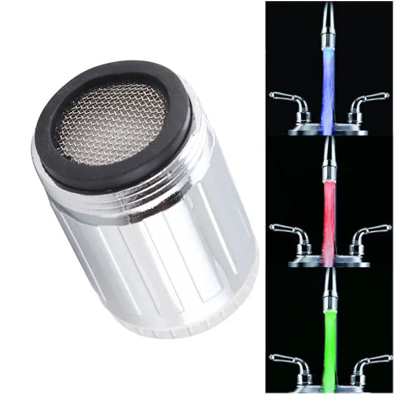 image-LED Faucet Light Tap Nozzle RGB 7 Colors Change Blinking Temperature Faucet Aerator Water Saving Kitchen Bathroom Accessories