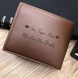 image-Personalized Father's Day Gift Photo Text Wallet Men Zipper Interior Coin Pocket Bifold Custom Egnraved Picture Wallets for Him