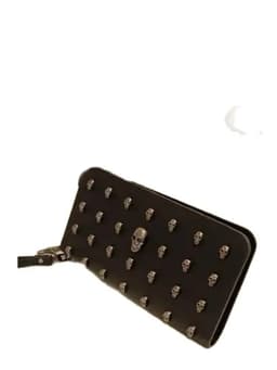 image-1pcs/lot european style Women man Wallets Metal Skull Wallet Card Purse pu leather skull wallet