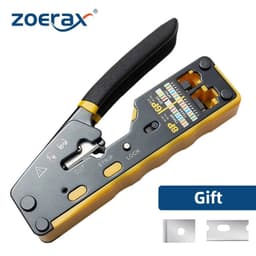 image-ZoeRax RJ45 Crimp Tool Pass Through Crimper Cutter for Cat6 Cat5 Cat5e 8P8C Modular Connector Ethernet All-in-one Wire Tool