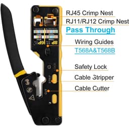 image-ZoeRax RJ45 Crimp Tool Pass Through Crimper Cutter for Cat6 Cat5 Cat5e 8P8C Modular Connector Ethernet All-in-one Wire Tool