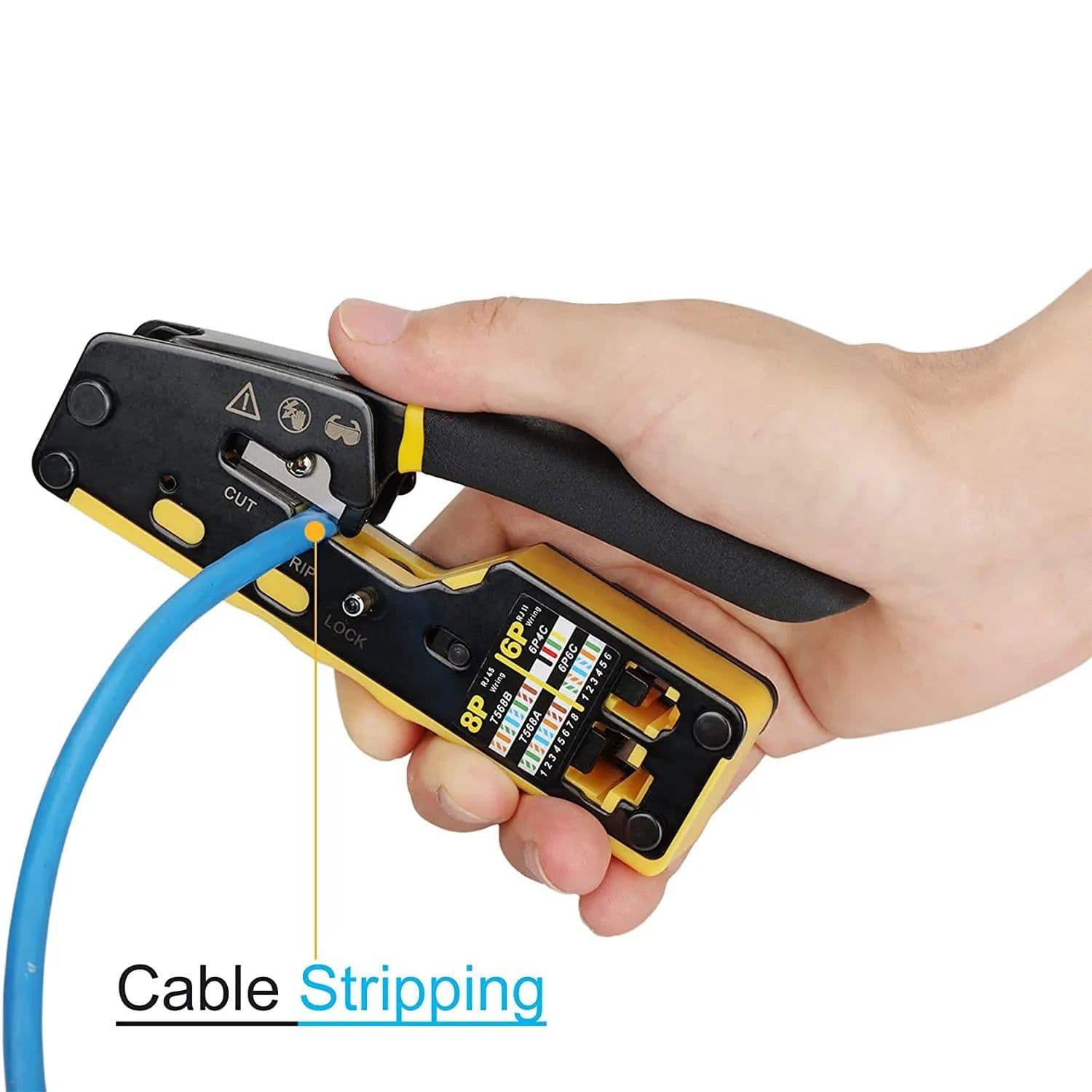 image-ZoeRax RJ45 Crimp Tool Pass Through Crimper Cutter for Cat6 Cat5 Cat5e 8P8C Modular Connector Ethernet All-in-one Wire Tool
