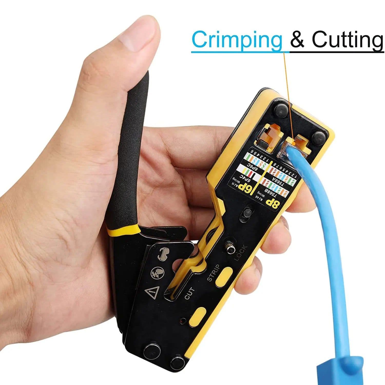 image-ZoeRax RJ45 Crimp Tool Pass Through Crimper Cutter for Cat6 Cat5 Cat5e 8P8C Modular Connector Ethernet All-in-one Wire Tool