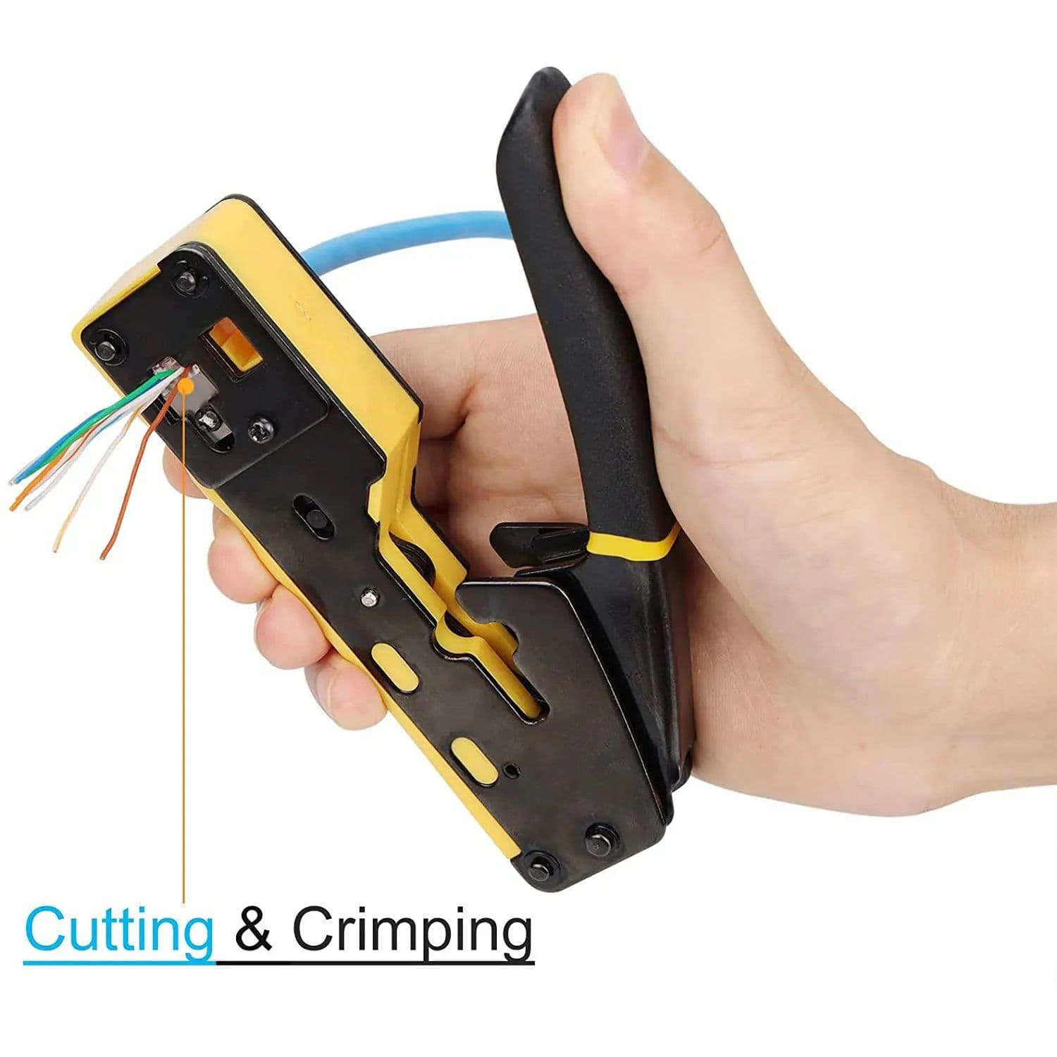 image-ZoeRax RJ45 Crimp Tool Pass Through Crimper Cutter for Cat6 Cat5 Cat5e 8P8C Modular Connector Ethernet All-in-one Wire Tool