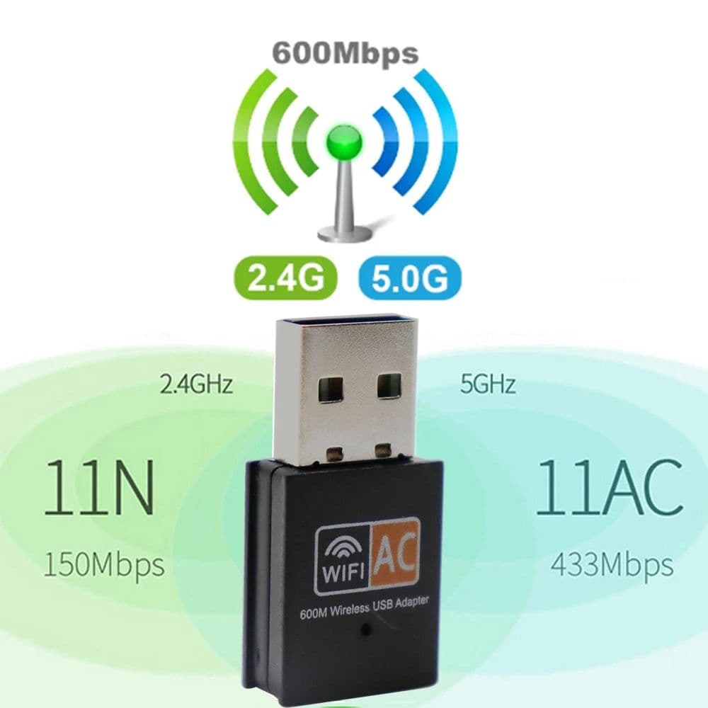 image-600Mbps USB Wifi Adapter 2.4GHz+5GHz Antenna USB Ethernet Lan Wifi Dongle Network Card Dual Band Wi fi Adapter