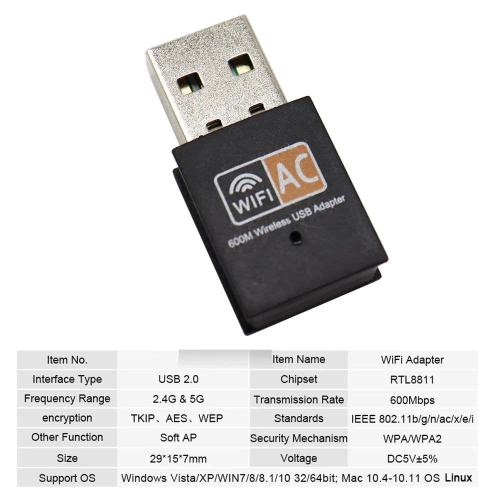 image-600Mbps USB Wifi Adapter 2.4GHz+5GHz Antenna USB Ethernet Lan Wifi Dongle Network Card Dual Band Wi fi Adapter