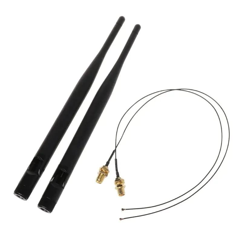 image-2x 6dBi M.2 IPEX MHF4 U.fl Cable to RP-SMA Wifi Antenna Signal Cable Set for Intel AC 9260 9560 8265 8260 7265 7260 NG-FF M.2