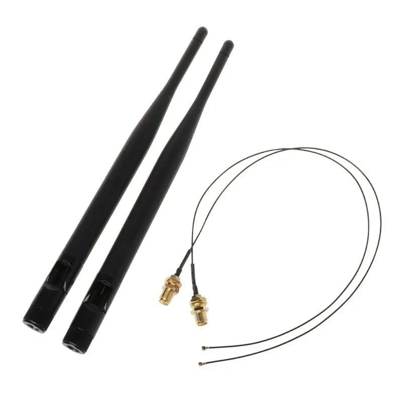 image-2x 6dBi M.2 IPEX MHF4 U.fl Cable to RP-SMA Wifi Antenna Signal Cable Set for Intel AC 9260 9560 8265 8260 7265 7260 NG-FF M.2