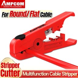 image-AMPCOM Wire Stripper Ethernet Cable Cutter Round Cable Cutting Tool Lan Cable Stripping Tool for CAT7 CAT6 CAT5E CAT5 Round Wire