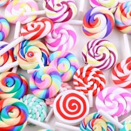 image-10pcs Spiral Rainbow Polymer Clay Cabochons Beauty Kawaii lollipop Candy Flatback For DIY Phone Decoration