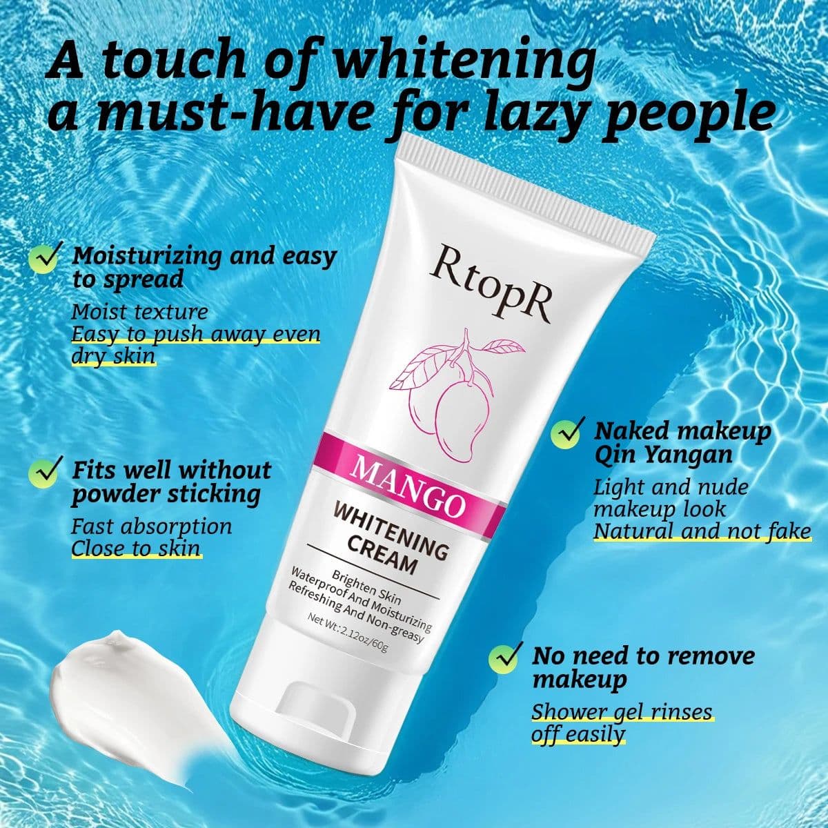 image-RtopR Whitening Cream No-makeup Face Cream Body No-makeup Cream Whitening Moisturizing No Makeup Required Apply For Whitening