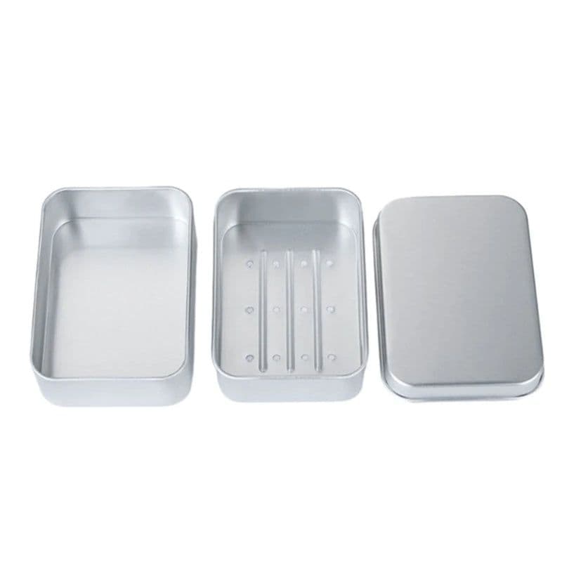 image-Small Empty Metal Soap Dish With Lid Soap Box Aluminum Storage Box Case Organizer for Money Coin Candy Key Container Jar Cans