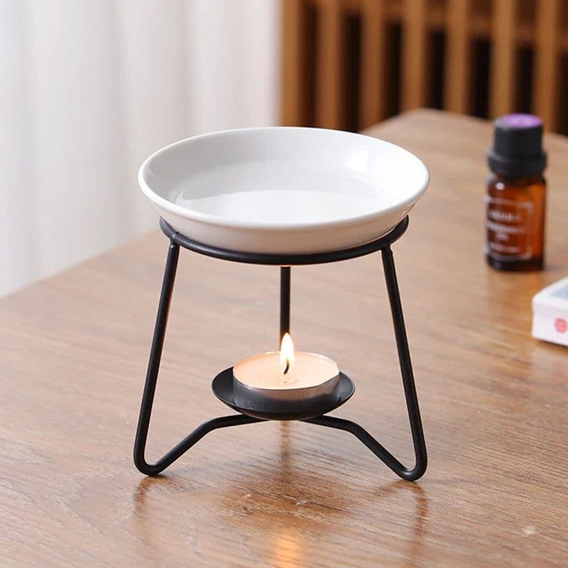 image-1Pc Black New Incense Burner Essential Oil Lamp Stove Tealight Candle Holder Ornament Aroma Diffuser Spa Meditation Home Decor