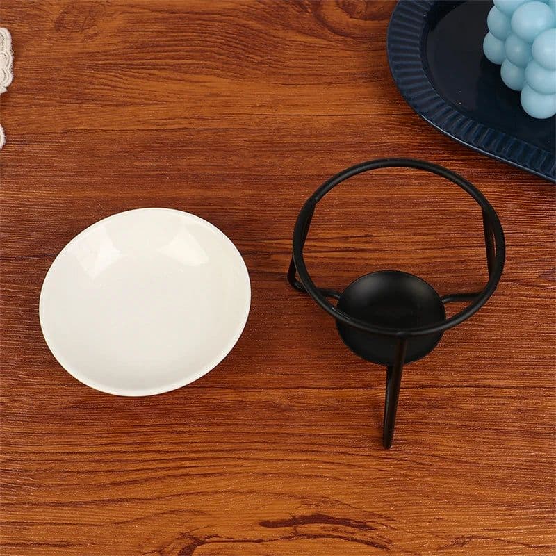 image-1Pc Black New Incense Burner Essential Oil Lamp Stove Tealight Candle Holder Ornament Aroma Diffuser Spa Meditation Home Decor