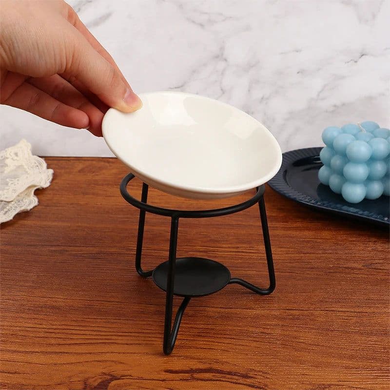 image-1Pc Black New Incense Burner Essential Oil Lamp Stove Tealight Candle Holder Ornament Aroma Diffuser Spa Meditation Home Decor