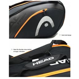 image-HEAD Tennis Rackets Bag Hard Shell Sports Bag 6 Pieces Large Capacity 9 Badminton Racquets Backpack Men Women Tenis Squash Padel