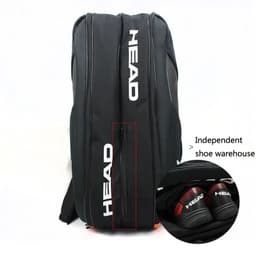 image-HEAD Tennis Rackets Bag Hard Shell Sports Bag 6 Pieces Large Capacity 9 Badminton Racquets Backpack Men Women Tenis Squash Padel