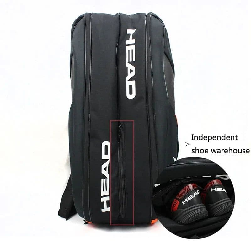 image-HEAD Tennis Rackets Bag Hard Shell Sports Bag 6 Pieces Large Capacity 9 Badminton Racquets Backpack Men Women Tenis Squash Padel