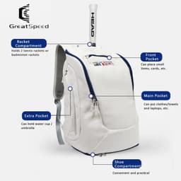 image-Original Brand Tennis Bag Tennis Rackets Padel Tennis Backpack Tennis Racket Backpack With Shoes Compartment Badminton Gym Bag